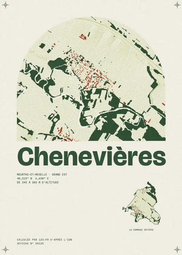 Affiche de Chenevières, calculée par 123-fr d'après l'IGN