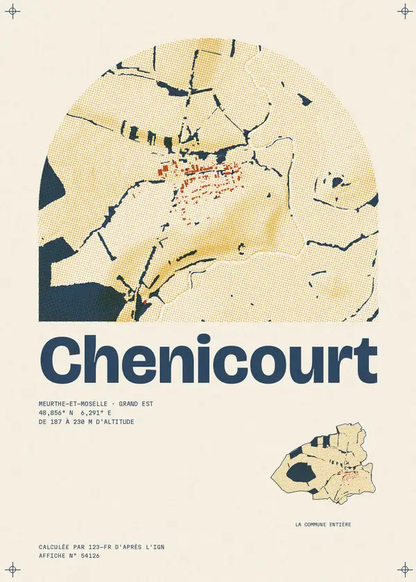 Affiche de Chenicourt, calculée par 123-fr d'après l'IGN