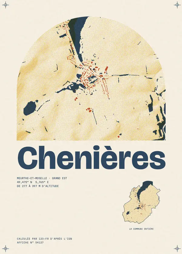 Affiche de Chenières, calculée par 123-fr d'après l'IGN