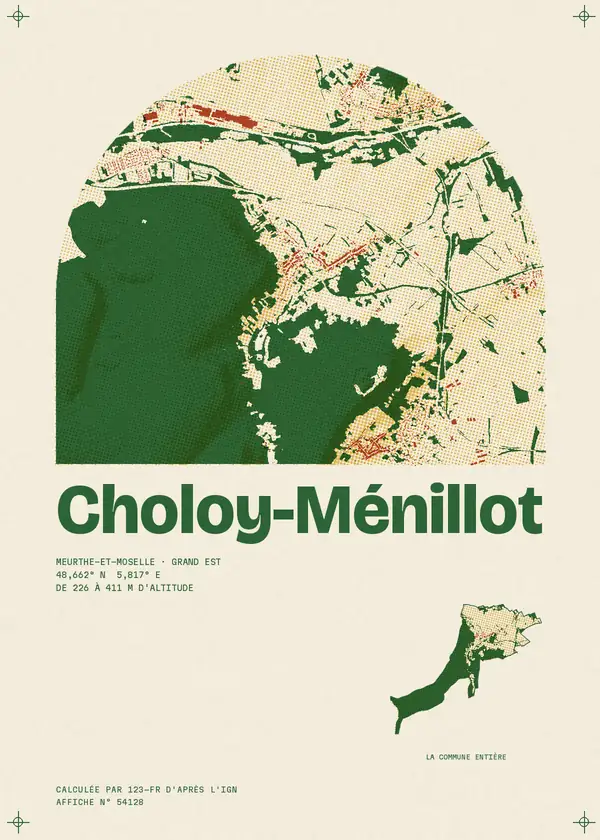 Affiche de Choloy-Ménillot, calculée par 123-fr d'après l'IGN