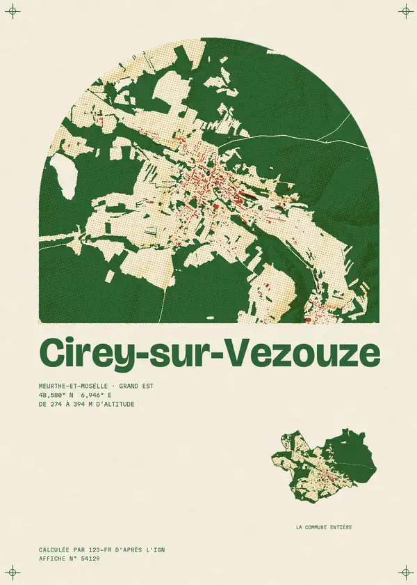 Affiche de Cirey-sur-Vezouze, calculée par 123-fr d'après l'IGN