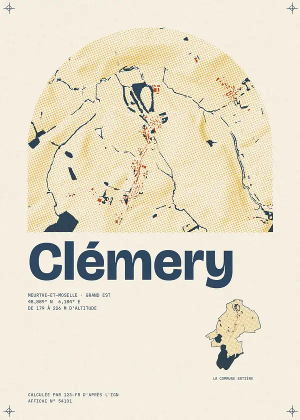 Affiche de Clémery, calculée par 123-fr d'après l'IGN