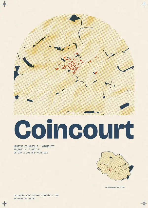 Affiche de Coincourt, calculée par 123-fr d'après l'IGN
