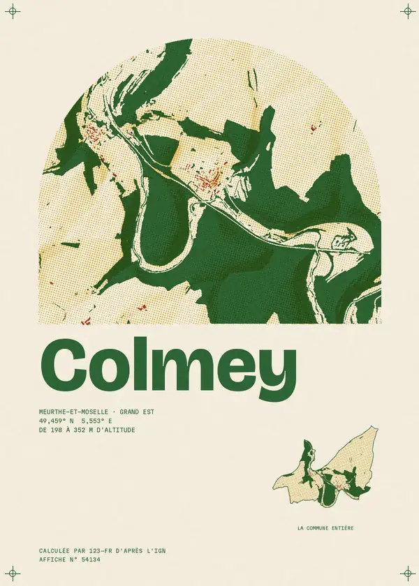 Affiche de Colmey, calculée par 123-fr d'après l'IGN