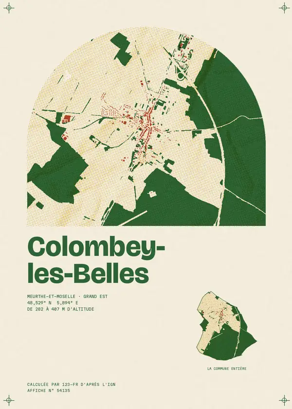 Affiche de Colombey-les-Belles, calculée par 123-fr d'après l'IGN