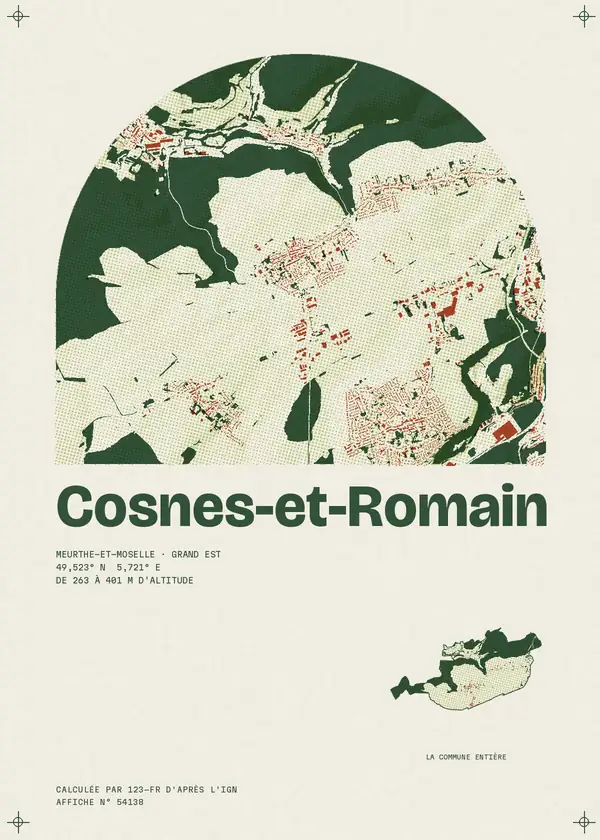 Affiche de Cosnes-et-Romain, calculée par 123-fr d'après l'IGN