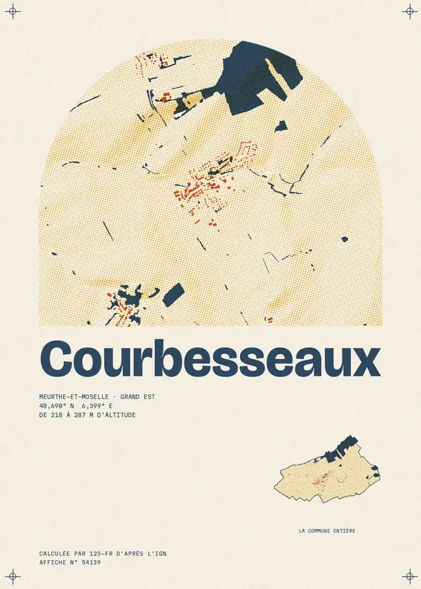 Affiche de Courbesseaux, calculée par 123-fr d'après l'IGN