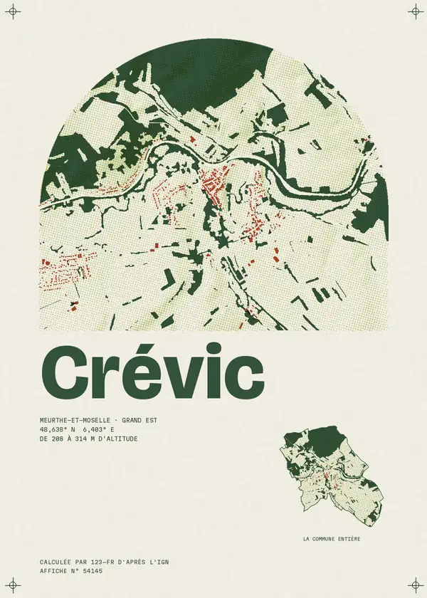 Affiche de Crévic, calculée par 123-fr d'après l'IGN