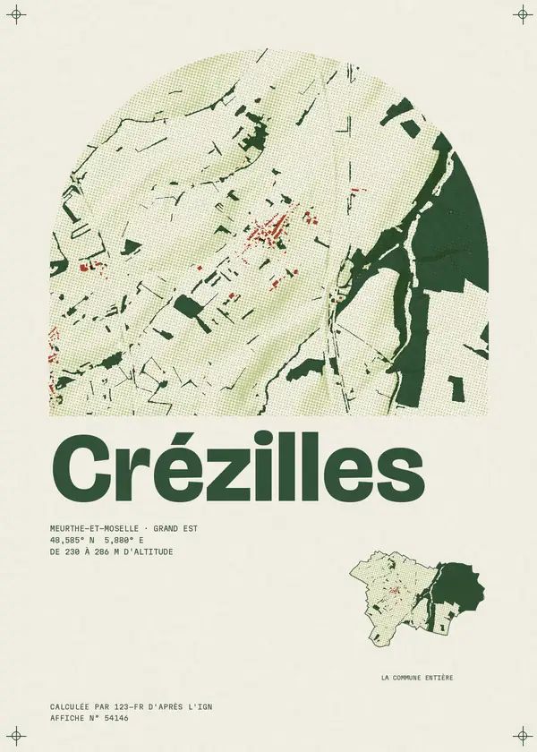 Affiche de Crézilles, calculée par 123-fr d'après l'IGN