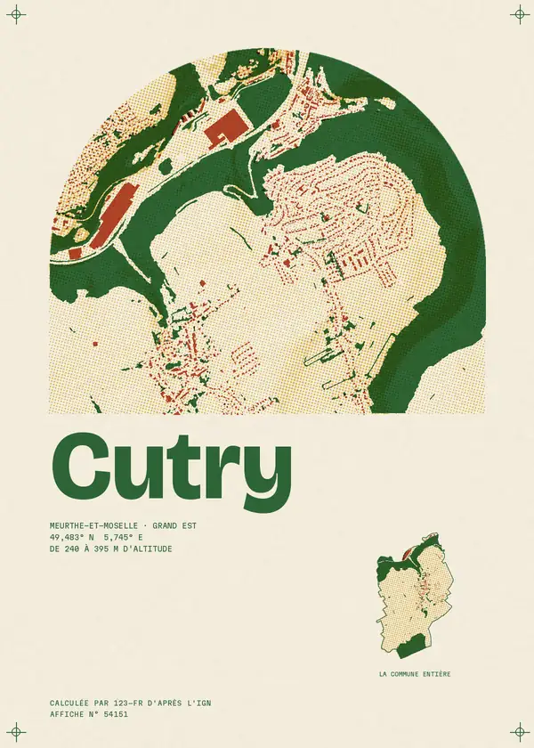 Affiche de Cutry, calculée par 123-fr d'après l'IGN