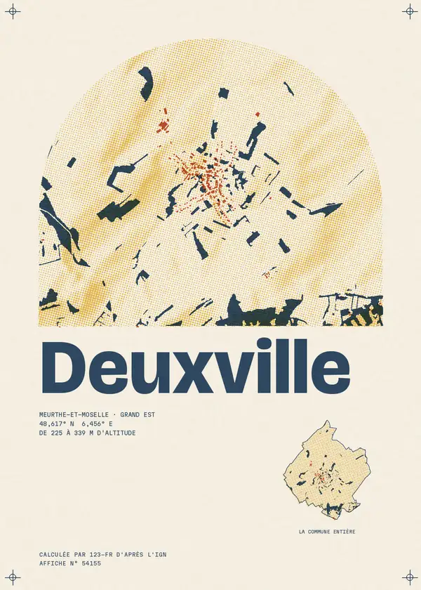 Affiche de Deuxville, calculée par 123-fr d'après l'IGN