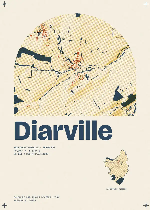 Affiche de Diarville, calculée par 123-fr d'après l'IGN