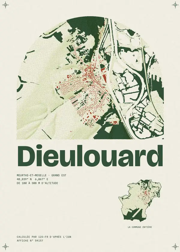 Affiche de Dieulouard, calculée par 123-fr d'après l'IGN