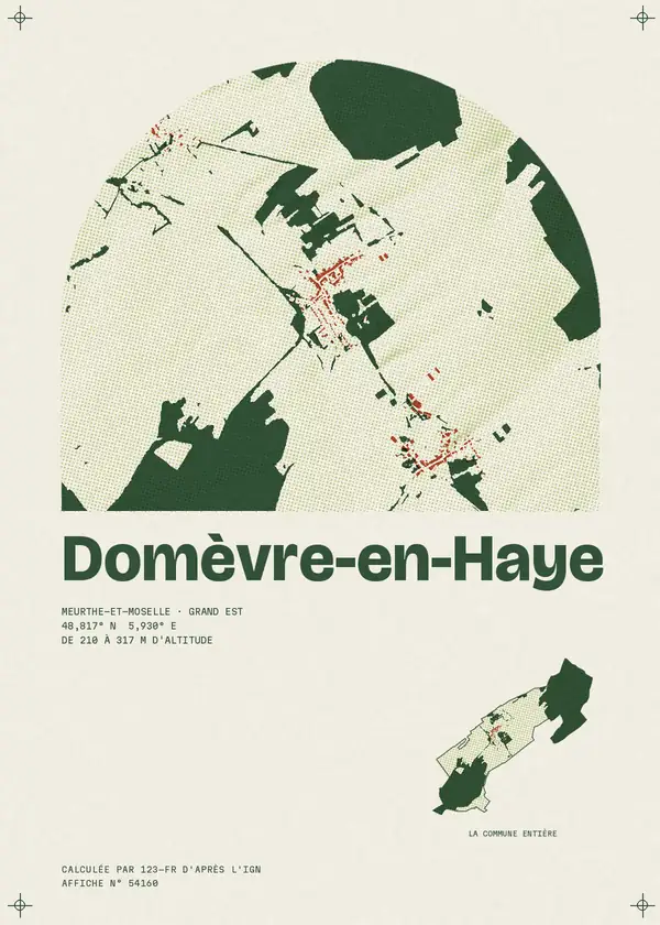 Affiche de Domèvre-en-Haye, calculée par 123-fr d'après l'IGN