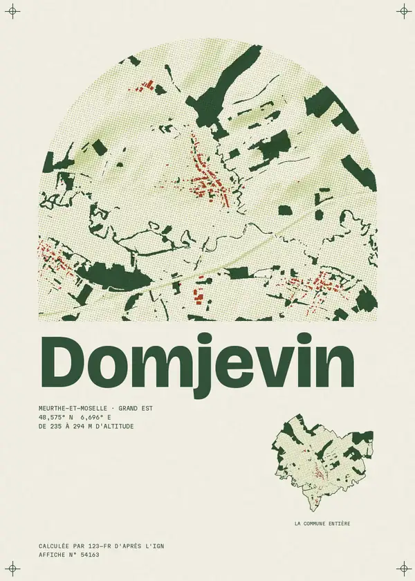 Affiche de Domjevin, calculée par 123-fr d'après l'IGN