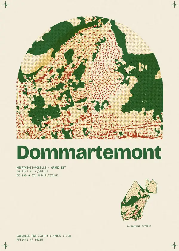 Affiche de Dommartemont, calculée par 123-fr d'après l'IGN
