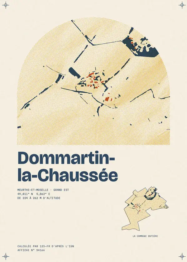 Affiche de Dommartin-la-Chaussée, calculée par 123-fr d'après l'IGN