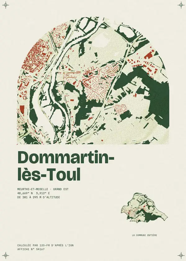 Affiche de Dommartin-lès-Toul, calculée par 123-fr d'après l'IGN