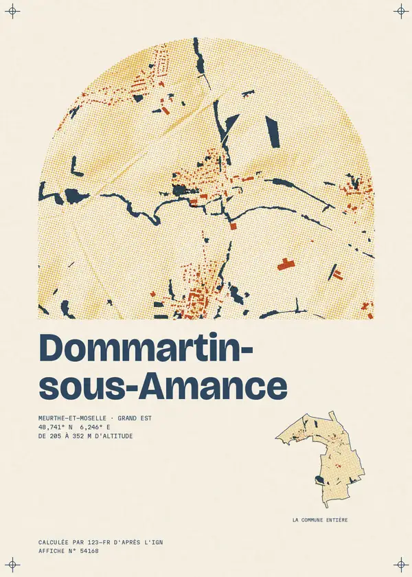 Affiche de Dommartin-sous-Amance, calculée par 123-fr d'après l'IGN