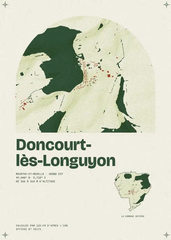 Affiche de Doncourt-lès-Longuyon, calculée d'après l'IGN