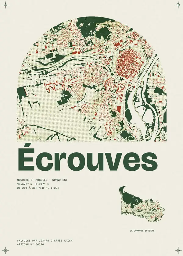 Affiche de Écrouves, calculée par 123-fr d'après l'IGN