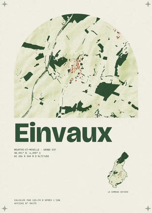 Affiche de Einvaux, calculée par 123-fr d'après l'IGN