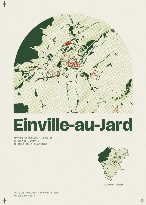 Affiche de Einville-au-Jard, calculée par 123-fr d'après l'IGN