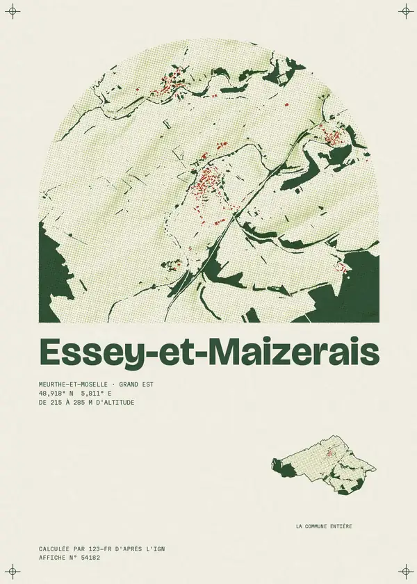 Affiche de Essey-et-Maizerais, calculée par 123-fr d'après l'IGN