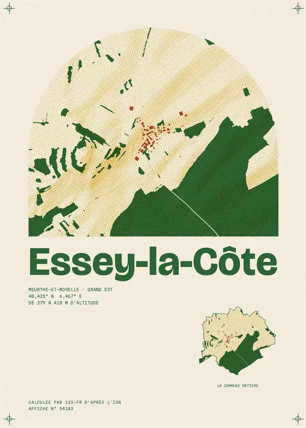Affiche de Essey-la-Côte, calculée par 123-fr d'après l'IGN