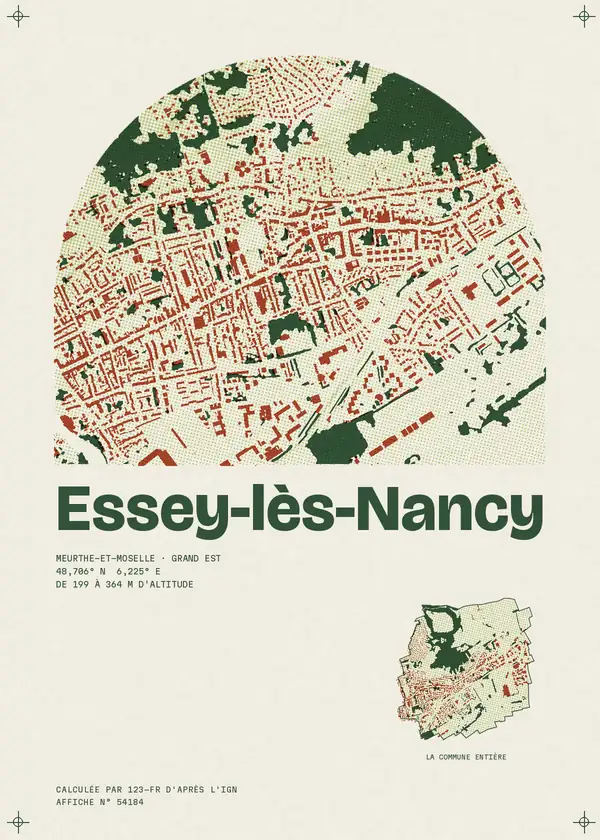 Affiche de Essey-lès-Nancy, calculée par 123-fr d'après l'IGN