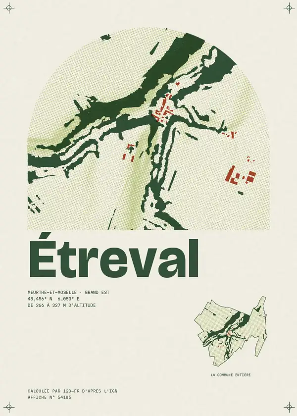 Affiche de Étreval, calculée par 123-fr d'après l'IGN