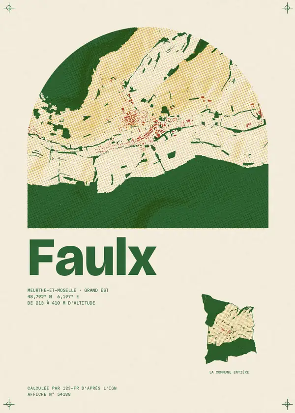 Affiche de Faulx, calculée par 123-fr d'après l'IGN