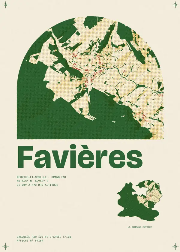 Affiche de Favières, calculée par 123-fr d'après l'IGN