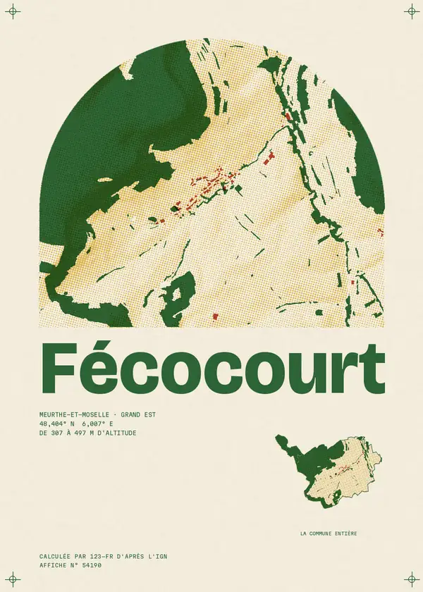 Affiche de Fécocourt, calculée par 123-fr d'après l'IGN
