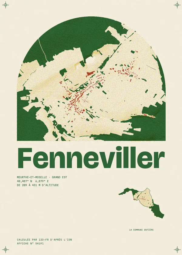 Affiche de Fenneviller, calculée par 123-fr d'après l'IGN