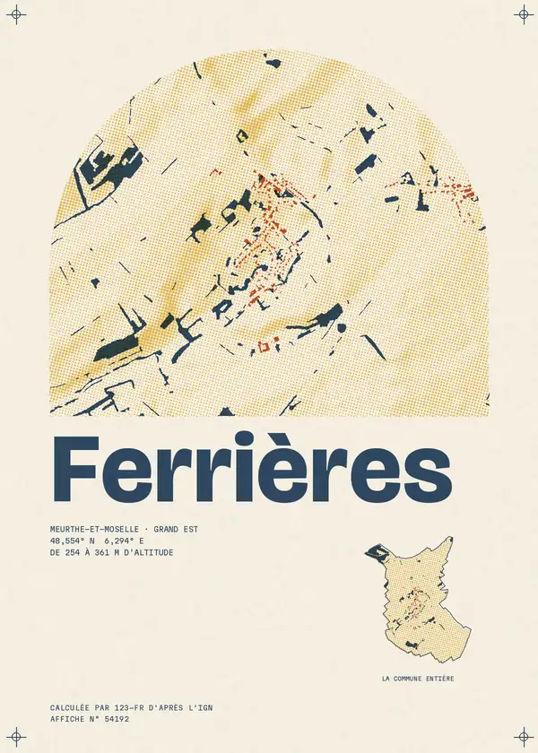 Affiche de Ferrières, calculée par 123-fr d'après l'IGN