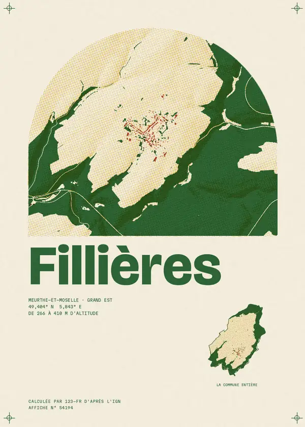 Affiche de Fillières, calculée par 123-fr d'après l'IGN