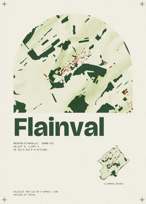 Affiche de Flainval, calculée par 123-fr d'après l'IGN