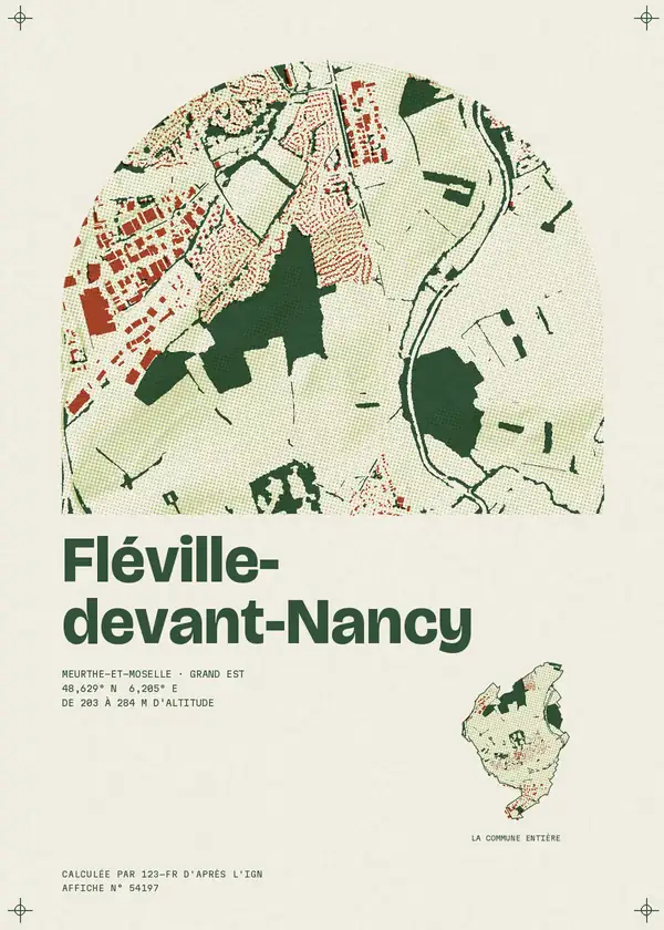 Affiche de Fléville-devant-Nancy, calculée par 123-fr d'après l'IGN