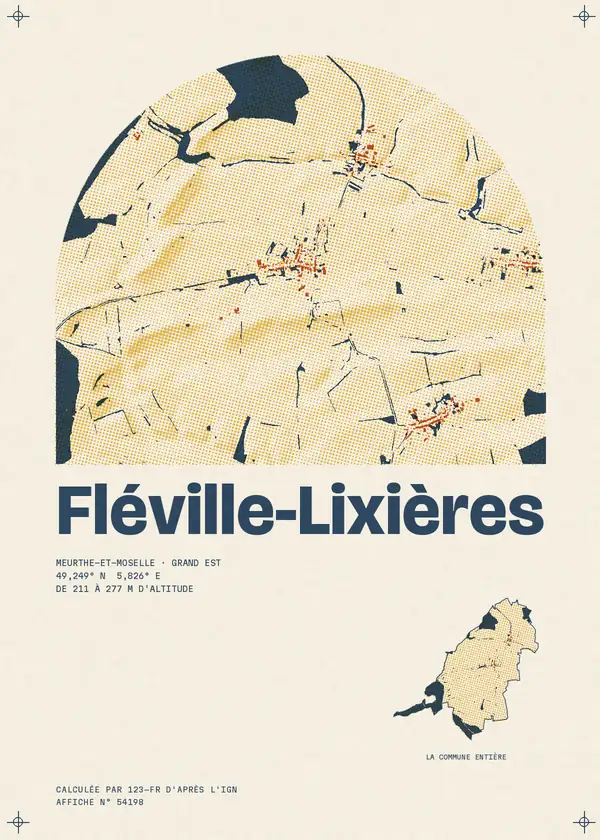 Affiche de Fléville-Lixières, calculée par 123-fr d'après l'IGN