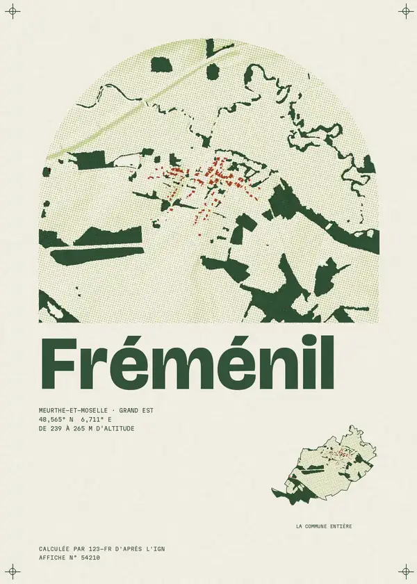 Affiche de Fréménil, calculée par 123-fr d'après l'IGN
