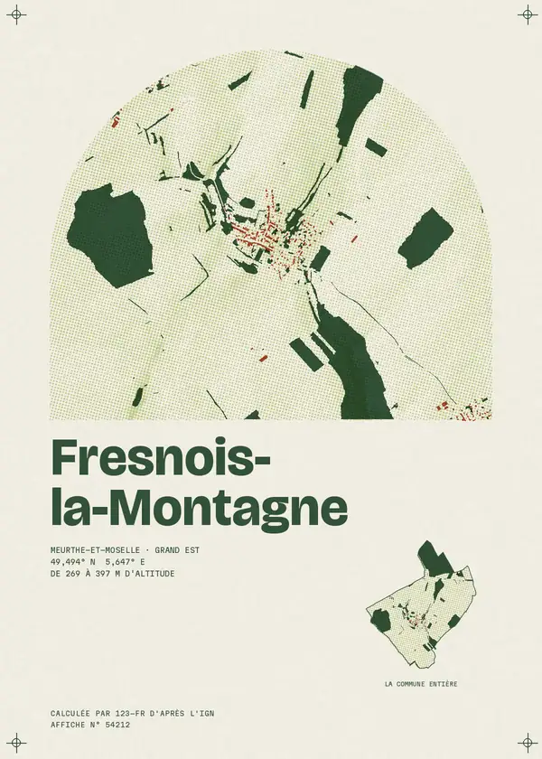 Affiche de Fresnois-la-Montagne, calculée par 123-fr d'après l'IGN