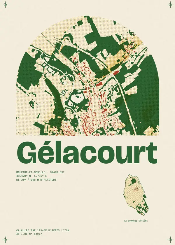 Affiche de Gélacourt, calculée par 123-fr d'après l'IGN