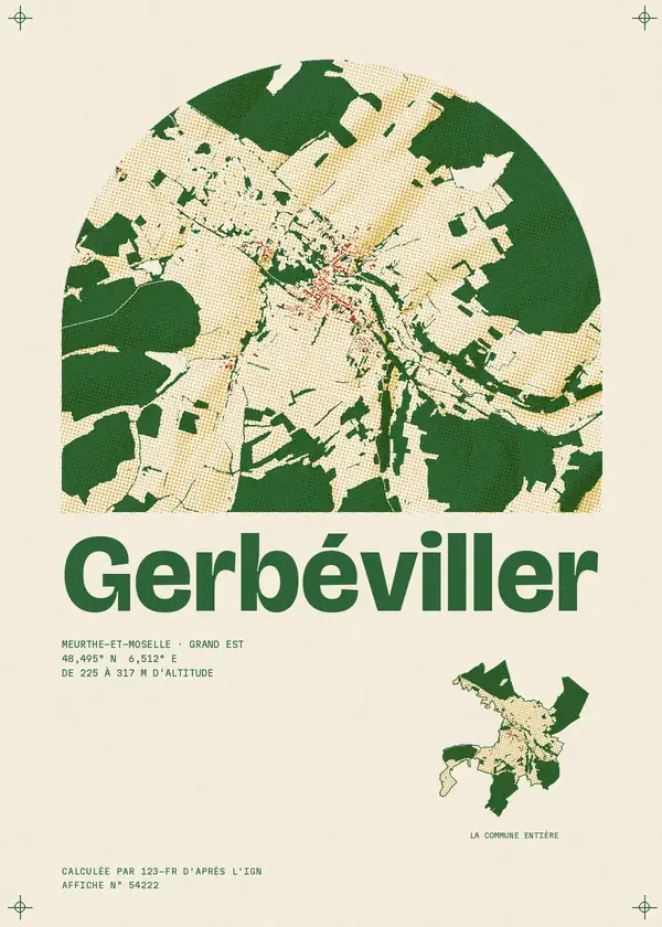 Affiche de Gerbéviller, calculée par 123-fr d'après l'IGN