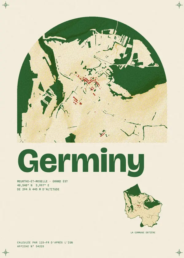 Affiche de Germiny, calculée par 123-fr d'après l'IGN