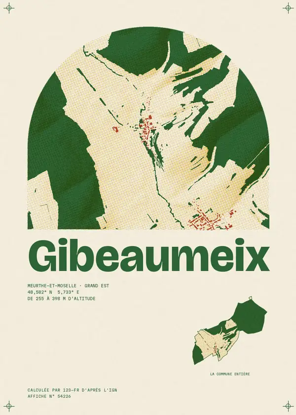 Affiche de Gibeaumeix, calculée par 123-fr d'après l'IGN