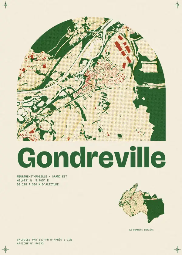 Affiche de Gondreville, calculée par 123-fr d'après l'IGN