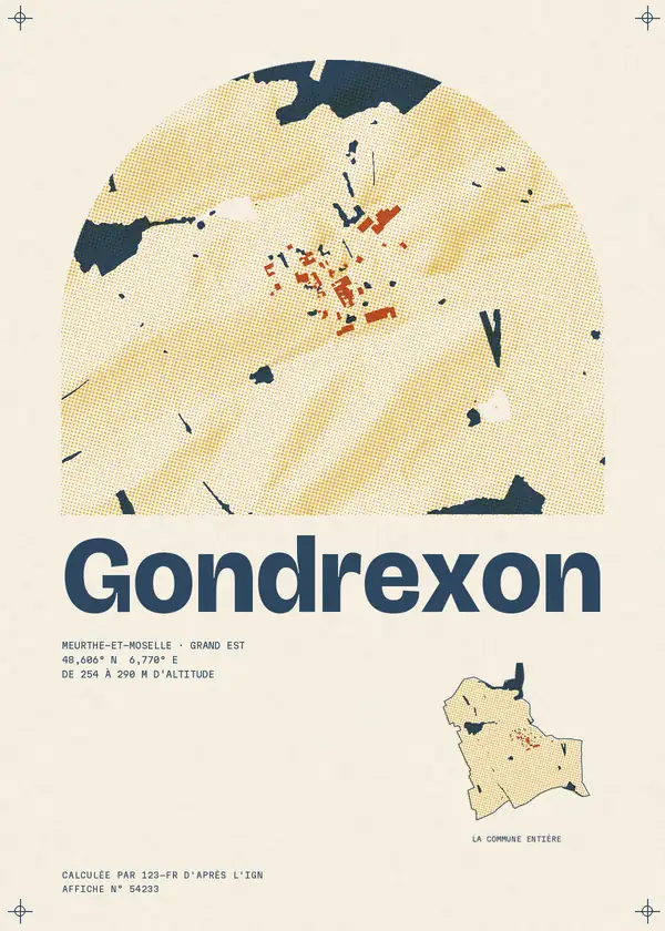 Affiche de Gondrexon, calculée par 123-fr d'après l'IGN