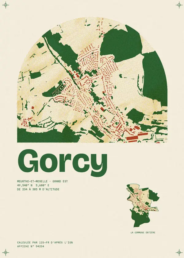 Affiche de Gorcy, calculée par 123-fr d'après l'IGN