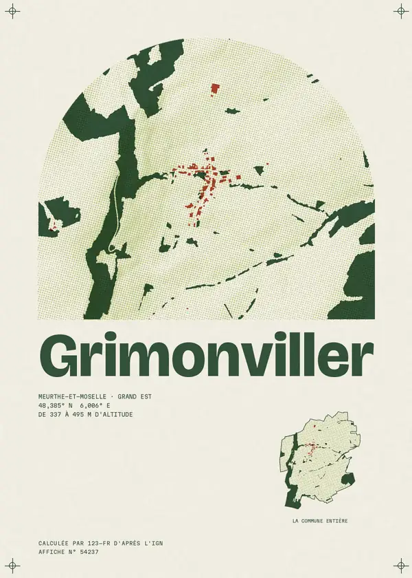 Affiche de Grimonviller, calculée par 123-fr d'après l'IGN